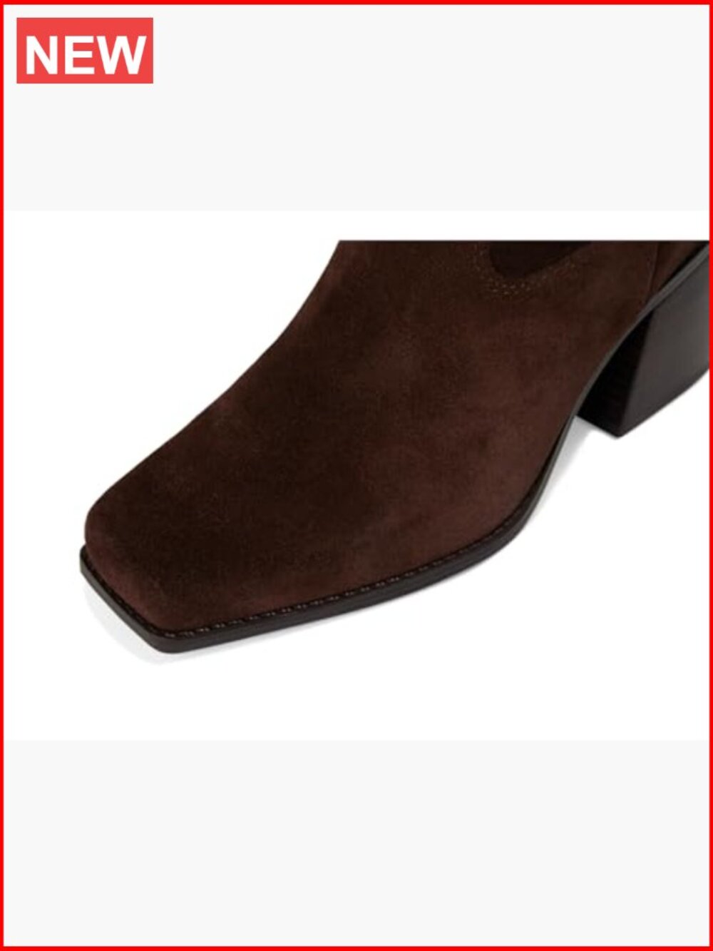 Wide Calf Stacked Heel Knee High Boot with Square Toe - Picture 5 of 7
